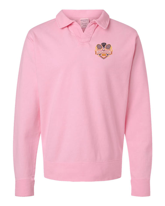 Unisex Garment-Dyed Polo Collar Sweatshirt